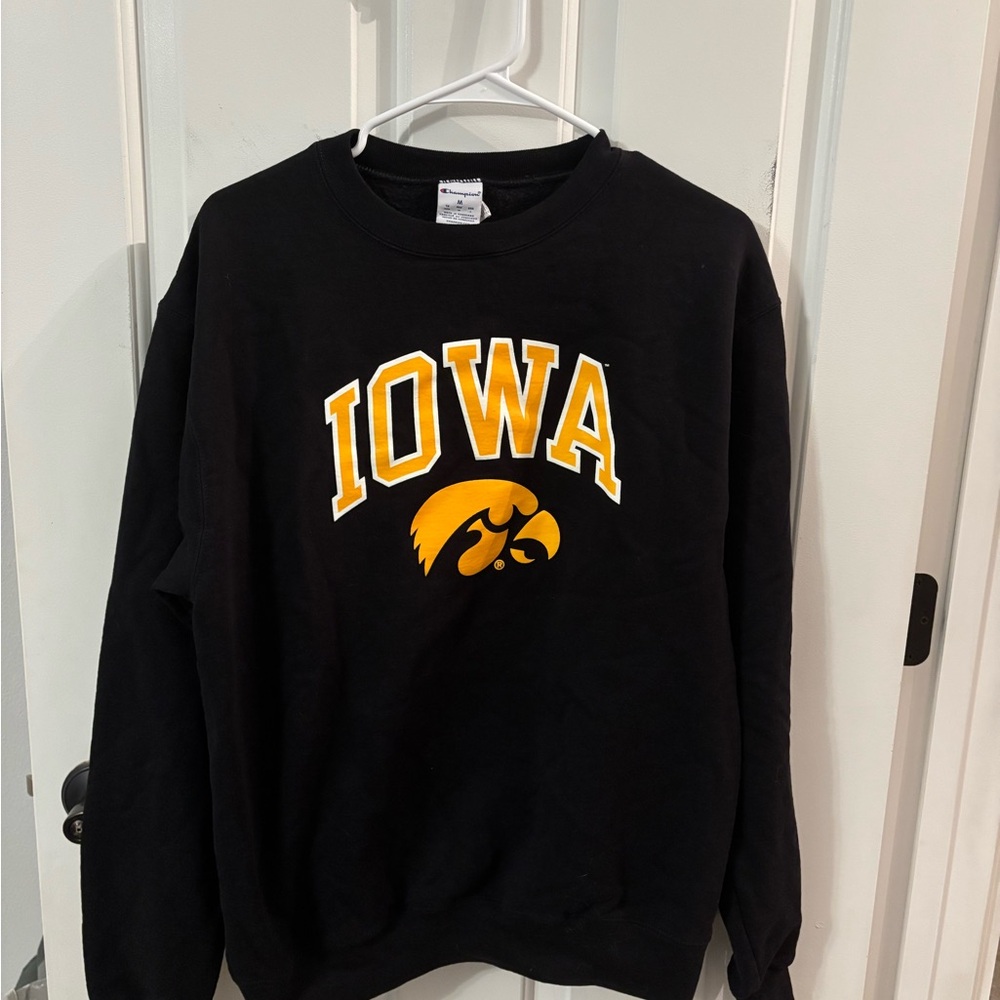 Champion Black and Gold Iowa Crewneck Sweater